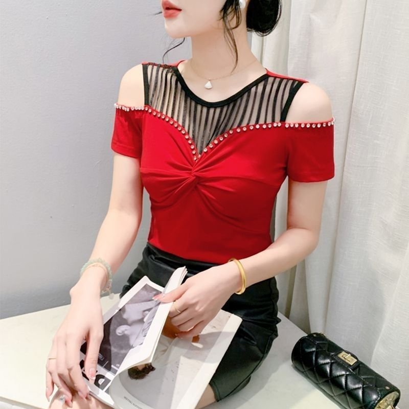 Fashion Hot Girl Sexy Off-shoulder T-shirt Women's Summer - Image 6