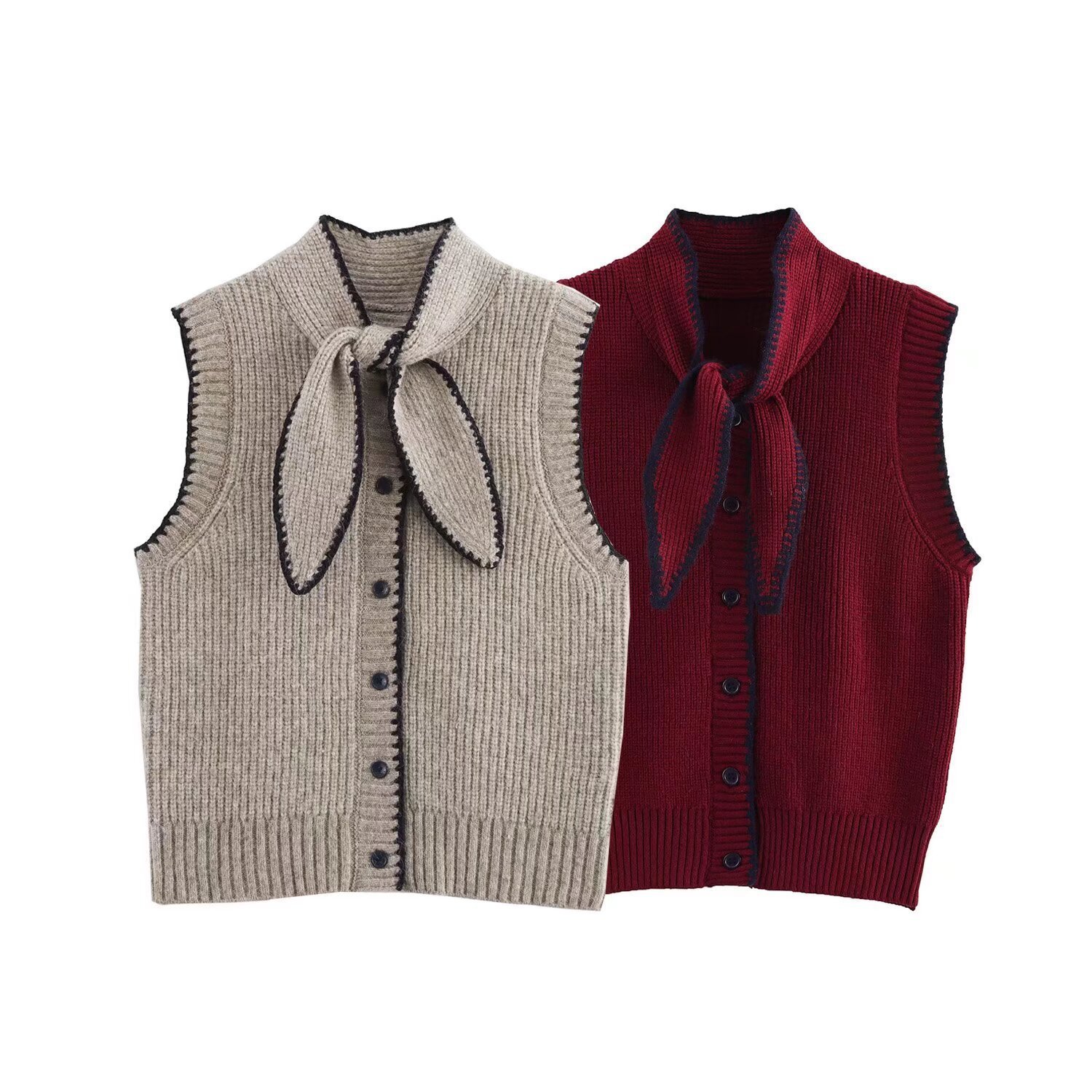 Women's European And American Style French Fashion Bowknot Decoration Vest