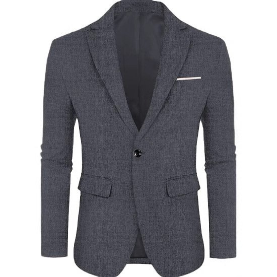 Linen Leisure Single Button Lightweight Business Pure Color Flat Collar Suit Jacket Men - Image 3
