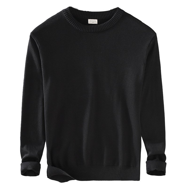 Men's Top Pullover Inner Stretch Rib Round-neck Sweater - Image 5