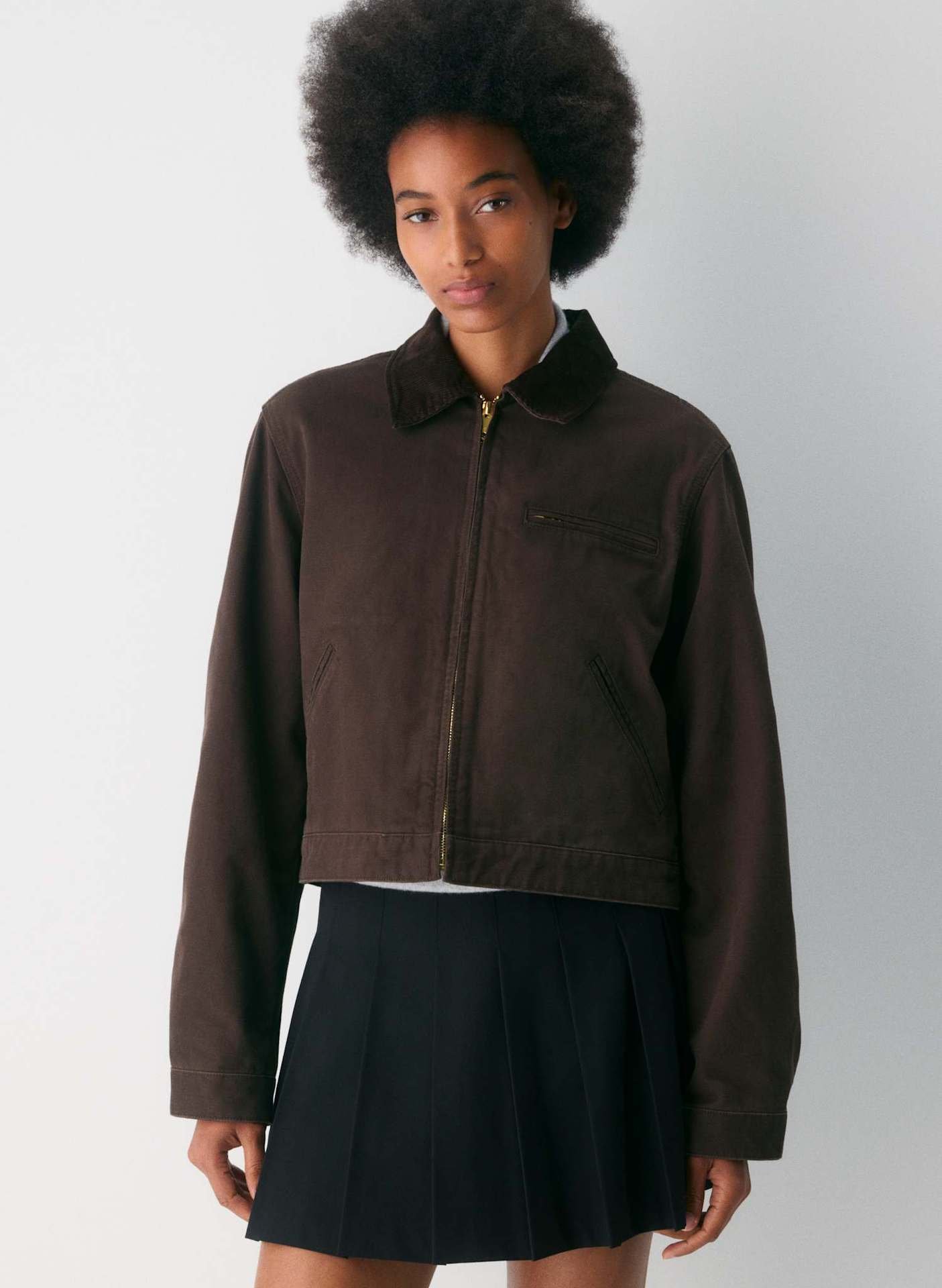 American Vintage Overalls Jacket Fall Winter Coat Top Short - Image 7