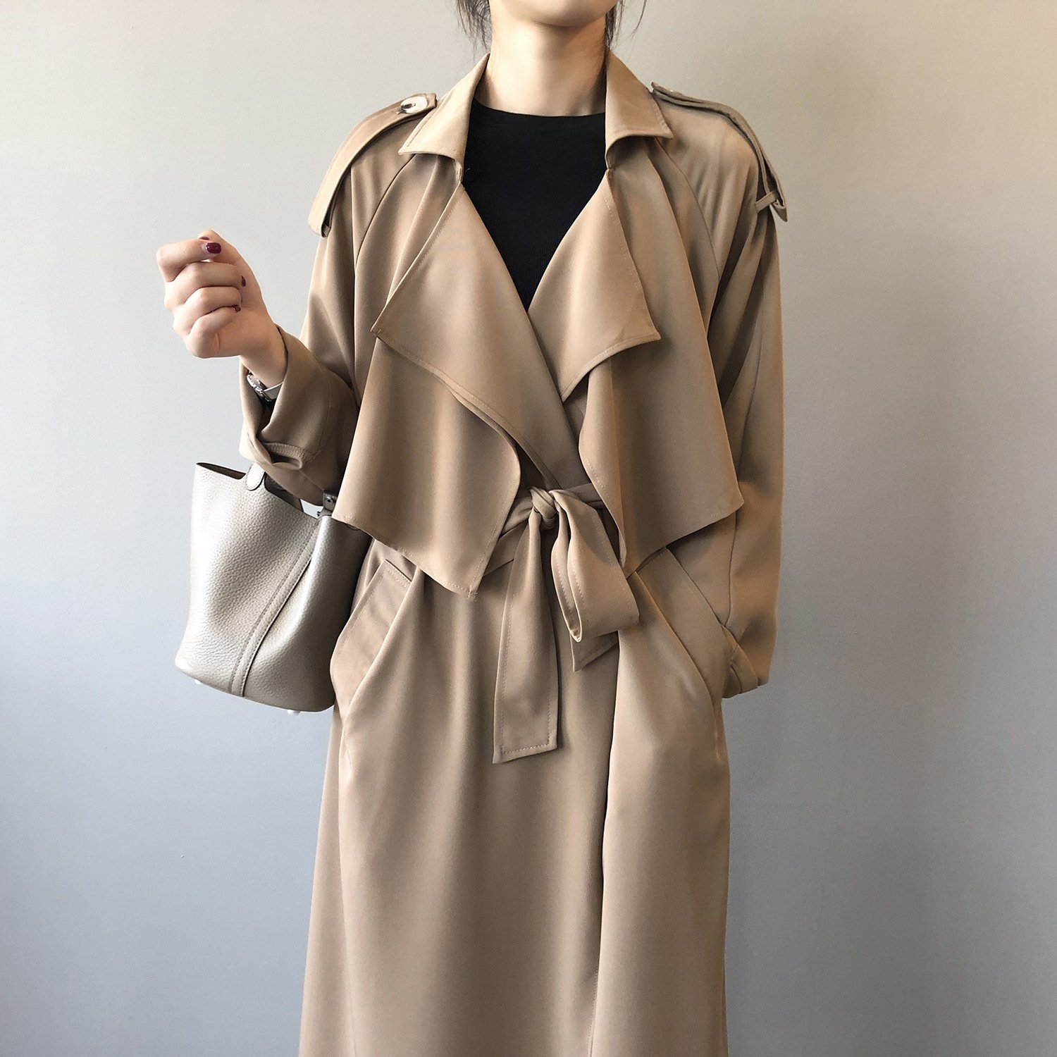 Elegant Long Trench Coat Women's Retro British Style - Image 4