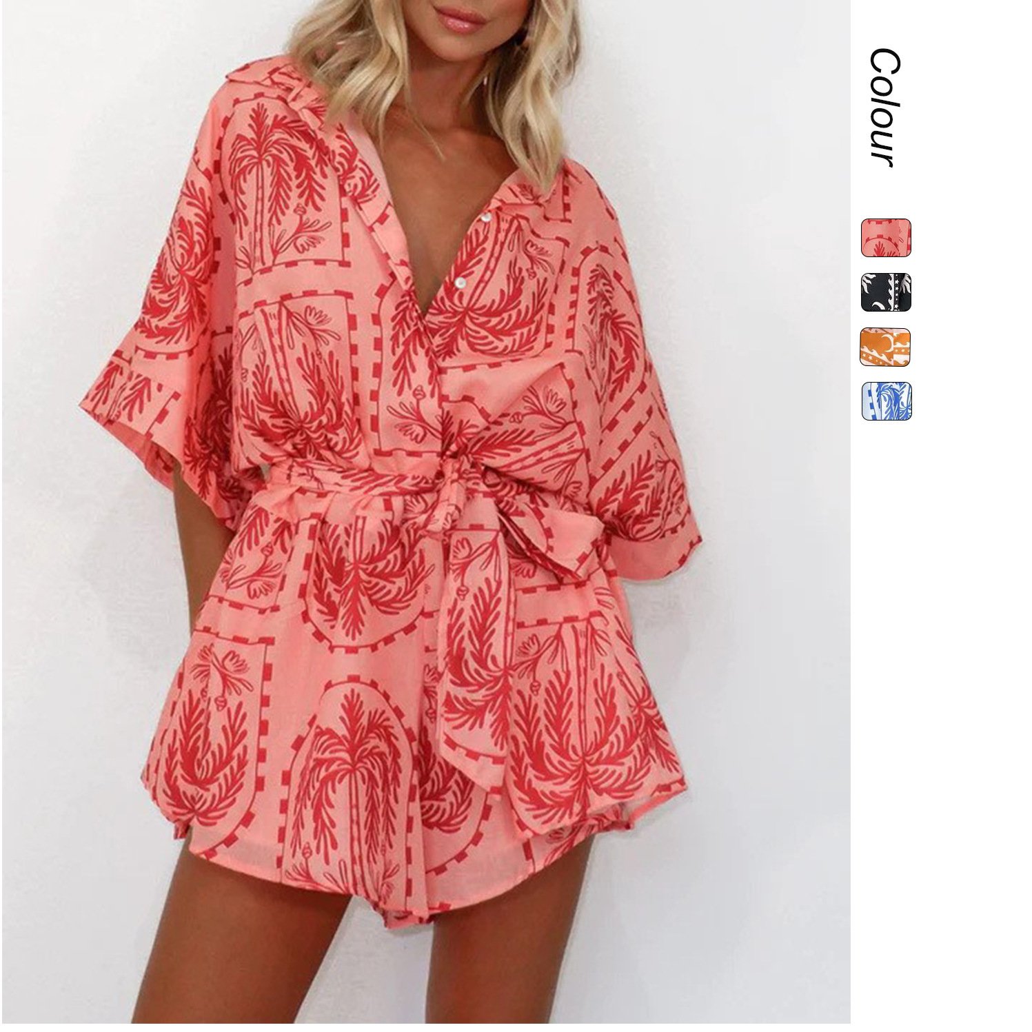 Women's Waist-controlled Lace-up Geometric Printed Sexy Jumpsuit - Image 2