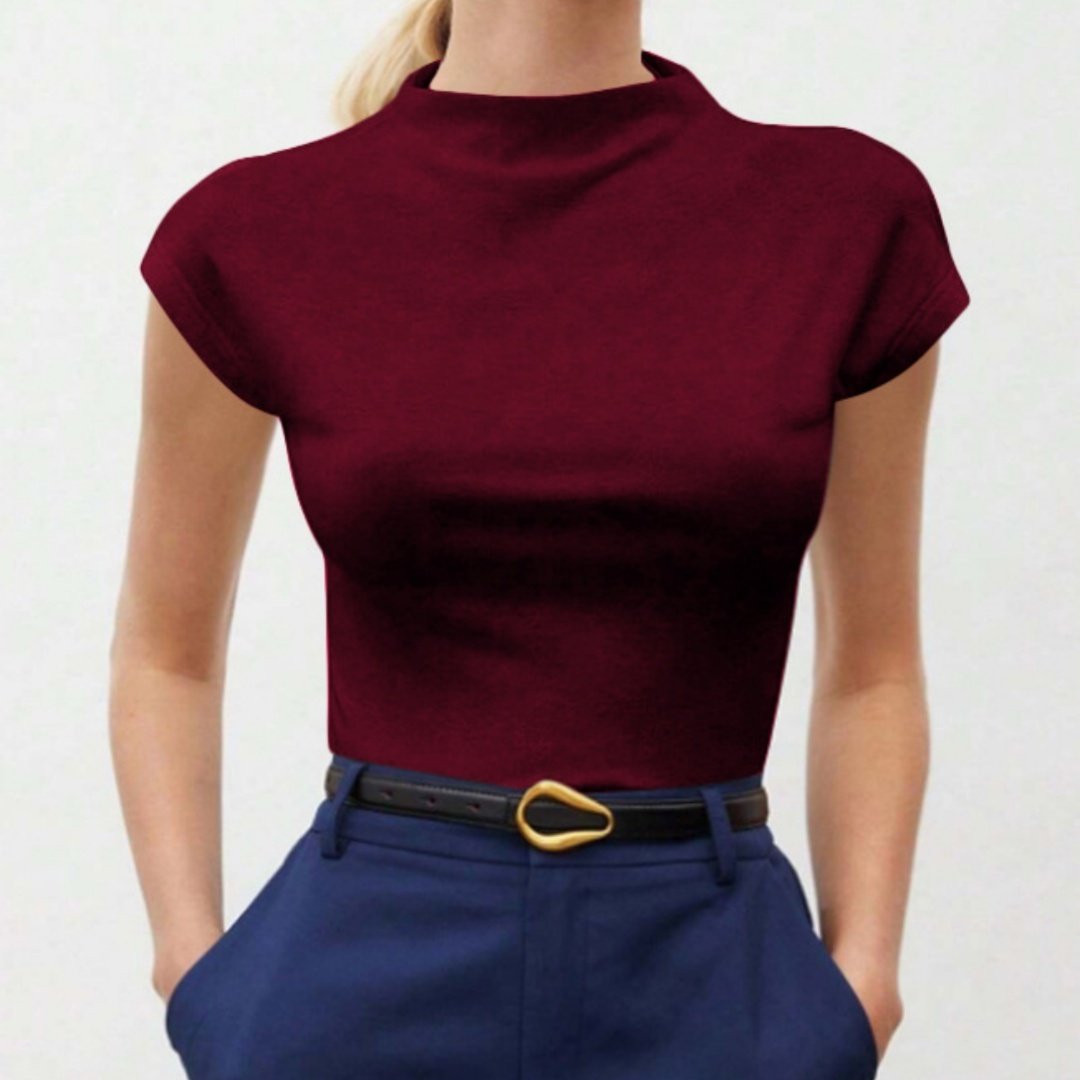 Women's Slim Fit Fashionable All-match Pure Color Tight Half Sleeve