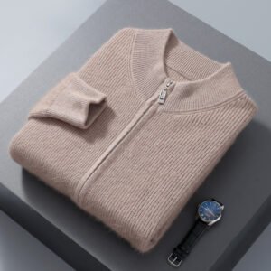 Men's Half-high Collar Loose Thick Zip Wool Knitted Sweater