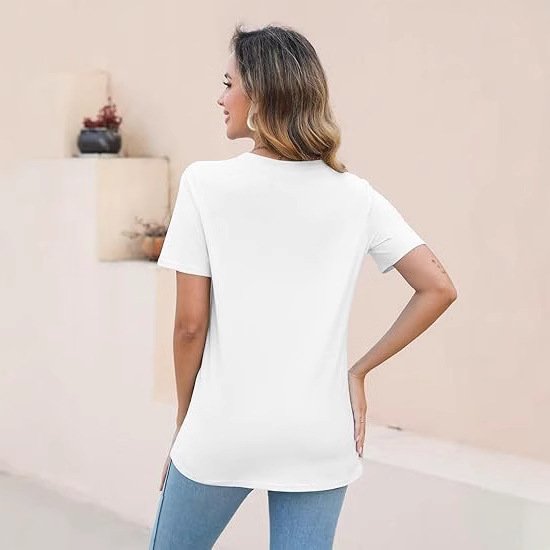 European And American Style Women Round Neck Loose Fashion Casual Short Sleeve