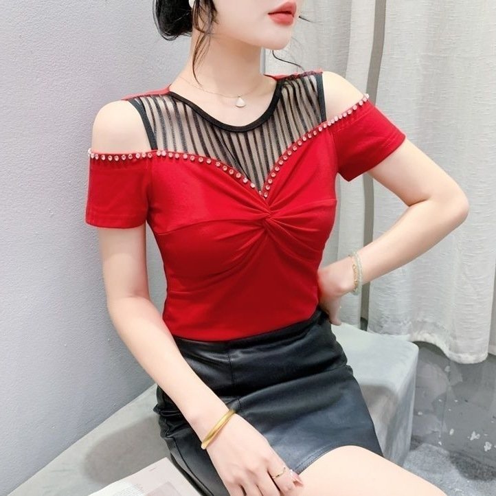 Fashion Hot Girl Sexy Off-shoulder T-shirt Women's Summer - Image 5