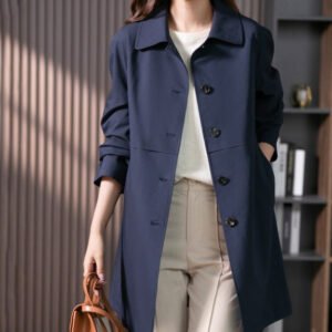 British Elegant Trench Mid-length Straight Coat