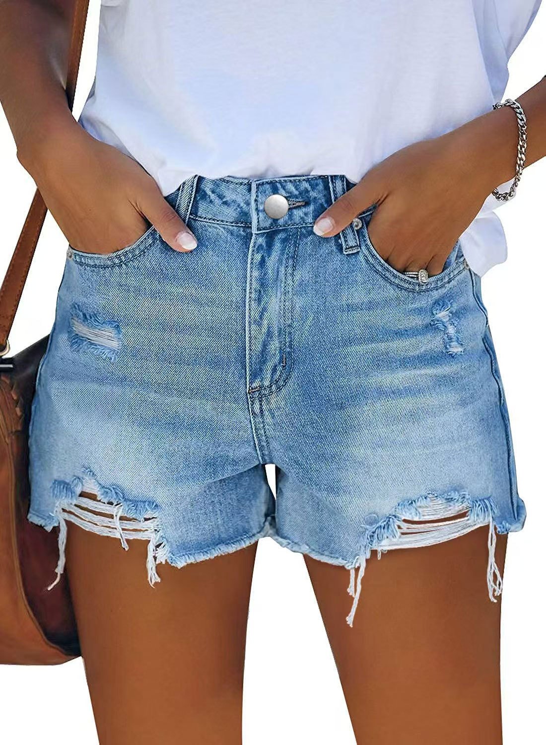 Women's Wash Hole Slim Fit All-matching Denim Shorts - Image 6