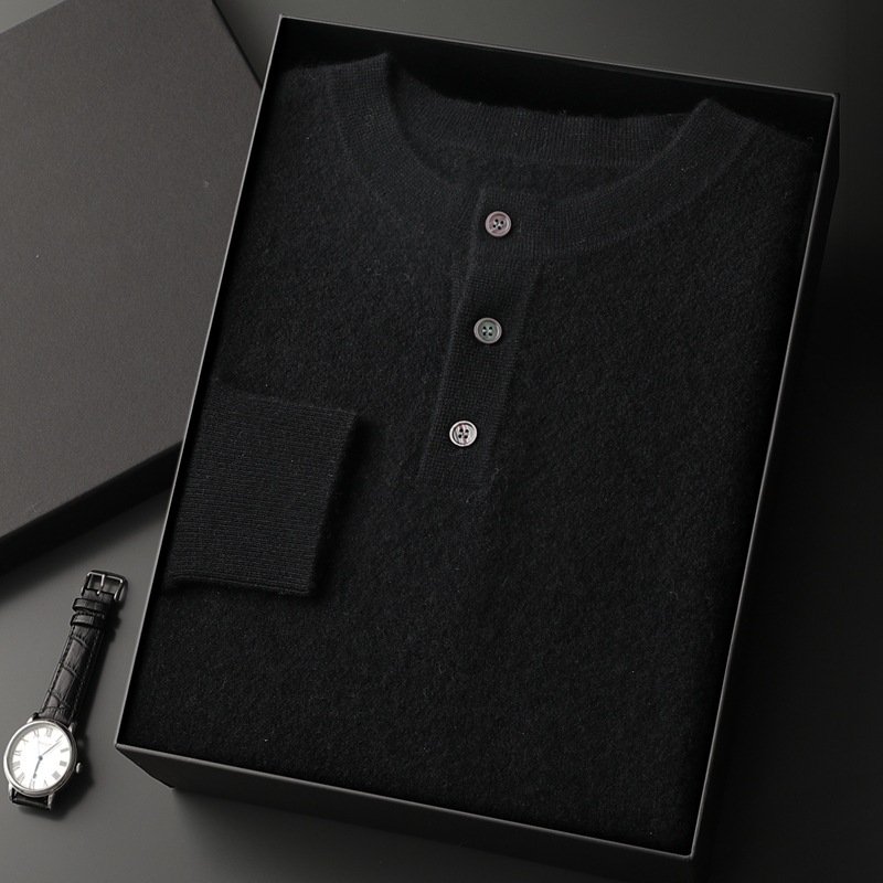 New Men's Round Neck Half Button Sweater - Image 9