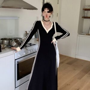 Women's Korean-style Striped Long-sleeved Bottoming Dress