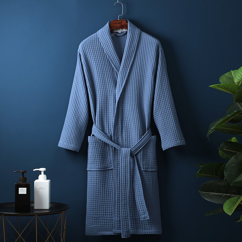 Pure Cotton Bathrobe Long Waffle All Cotton Nightgown - Image 10
