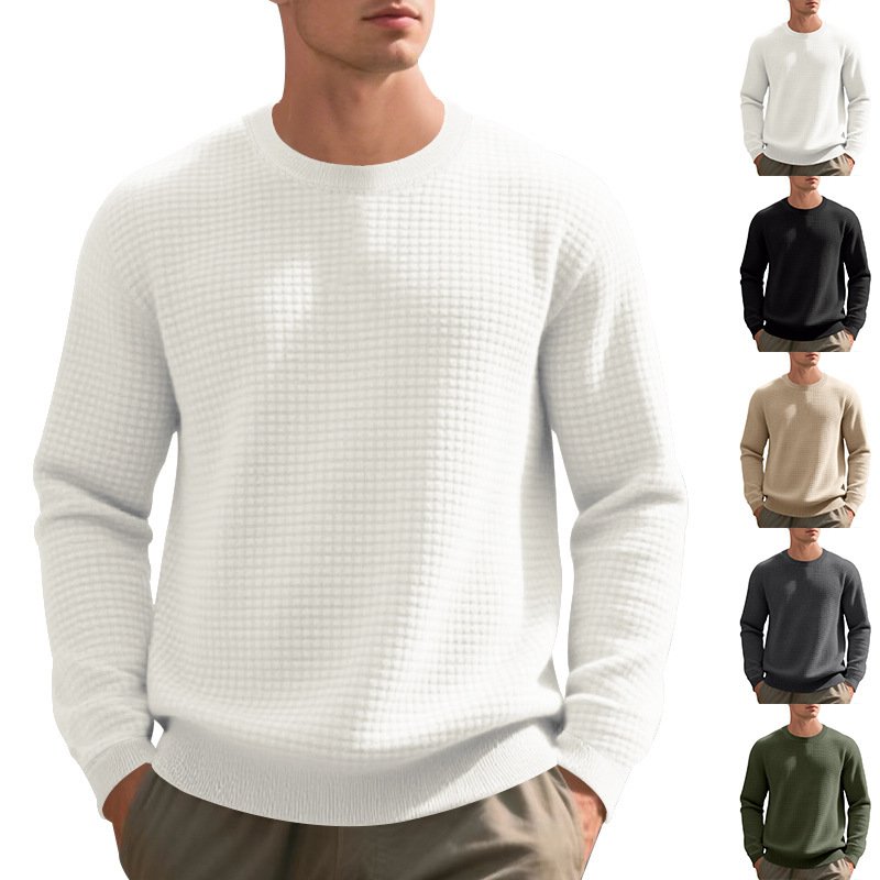 Loose And Simple Sports Jacquard Round Neck Long Sleeve Sweater - Image 2
