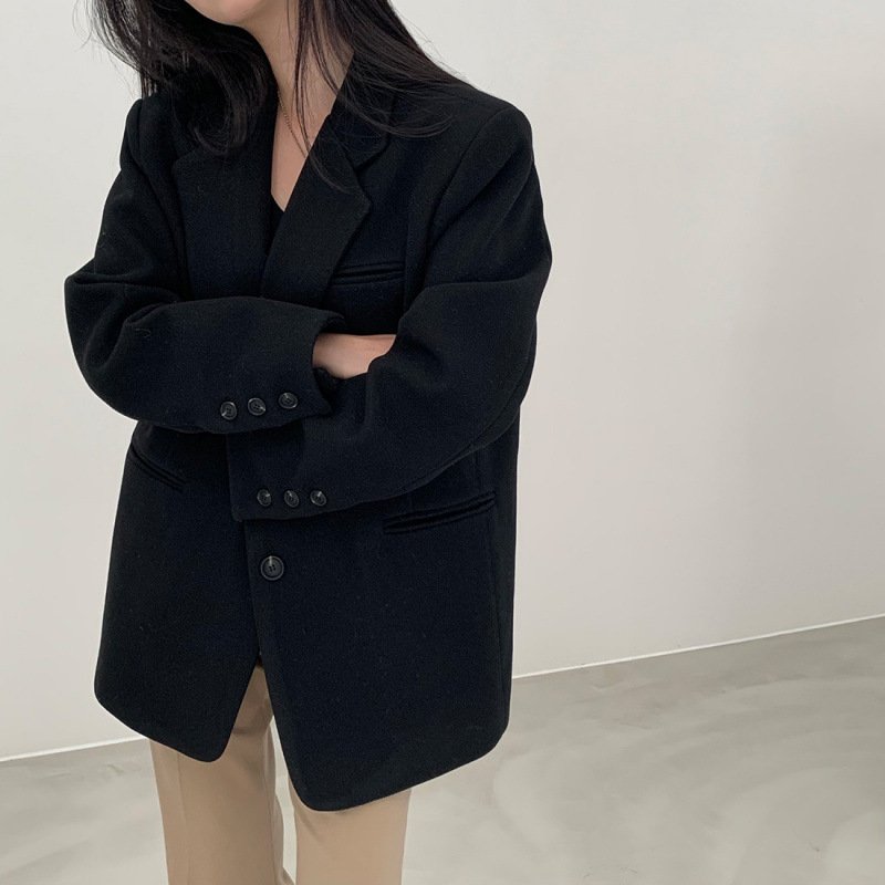 Korean Hepburn Style Loose Thick Woolen Coat - Image 7