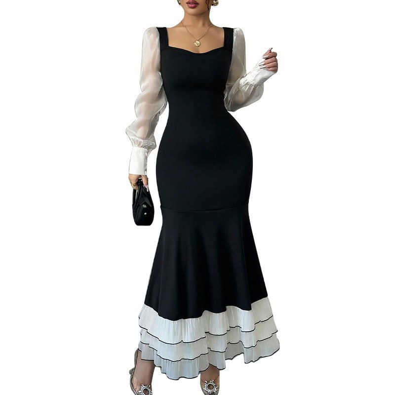 Women's Versatile European And American Style Slim Fit Long Sleeved Dress - Image 5