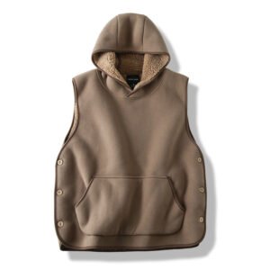 SLR Season New Two-side Button Slit Design Velvet Padded Hooded Vest