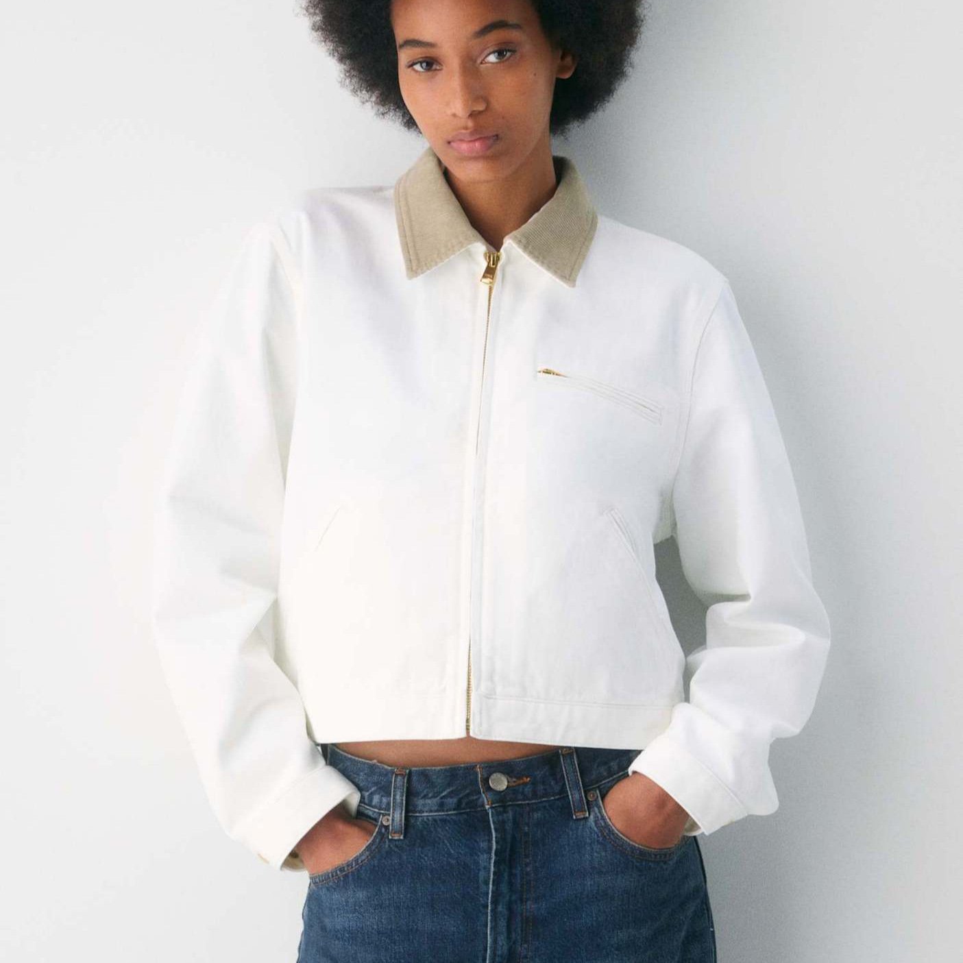 American Vintage Overalls Jacket Fall Winter Coat Top Short - Image 3