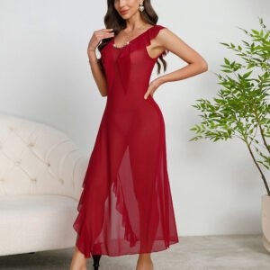 Women's Ruffled Sexy V-neck Backless Pearl Dress