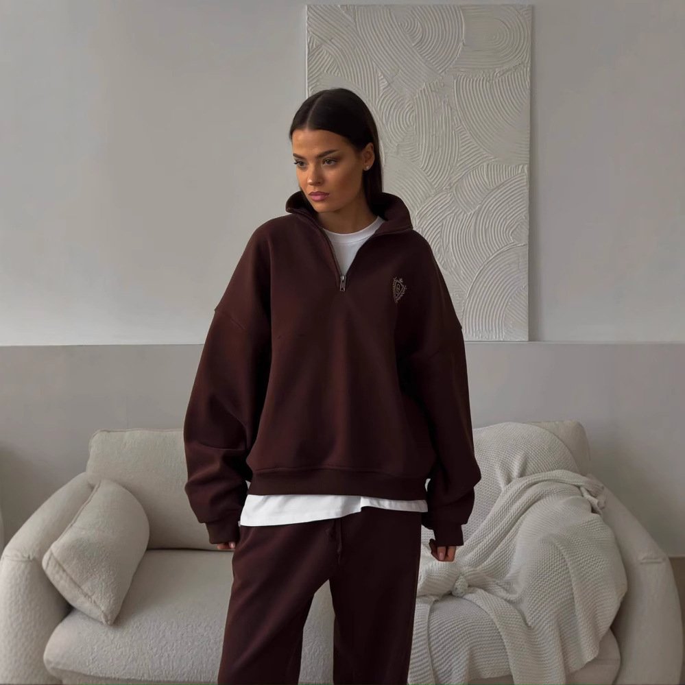 All-matching Comfortable Letter Crew Neck Terry Sweater - Image 2