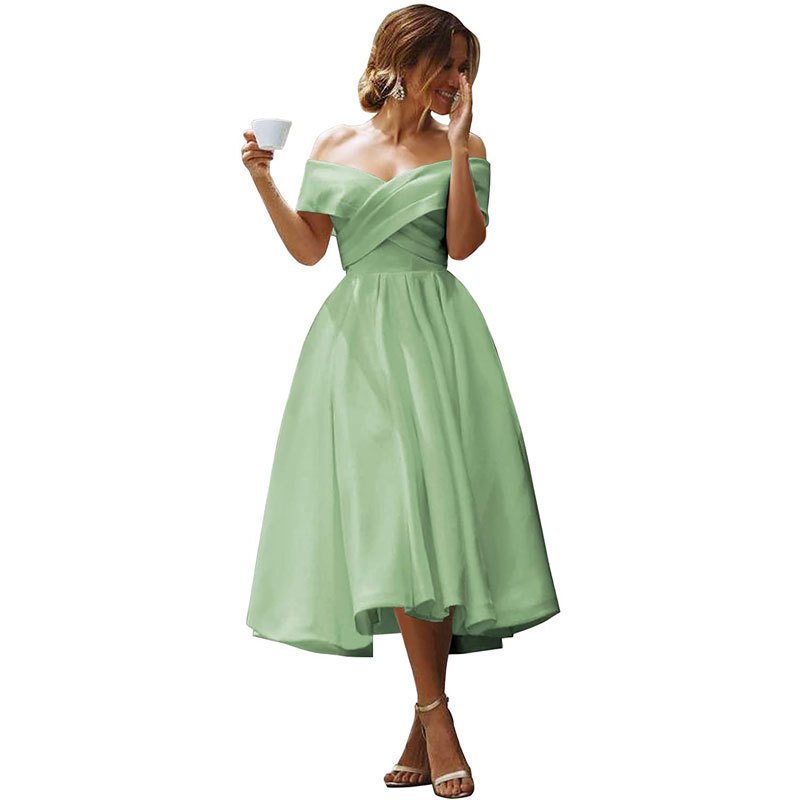 Off-neck Elegant Simple Solid Color Dress - Image 8