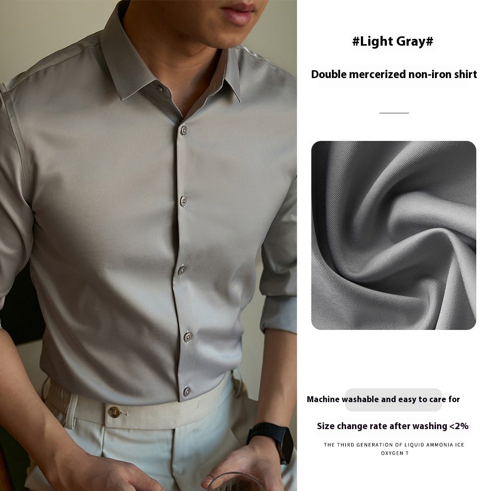 Men's High-end Ironing Free Long Sleeves Shirt - Image 7