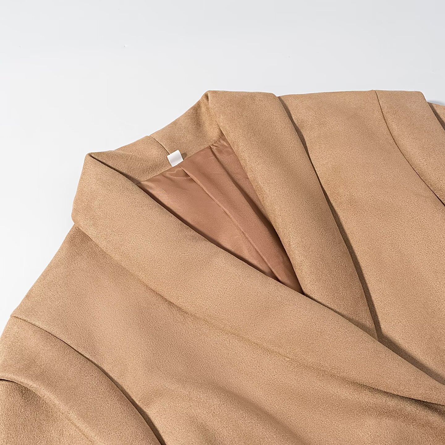 Retro Lapels Suede Waist-controlled Long Sleeves Jacket Coat - Image 6