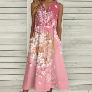 Women's Casual V-neck Sleeveless Dress