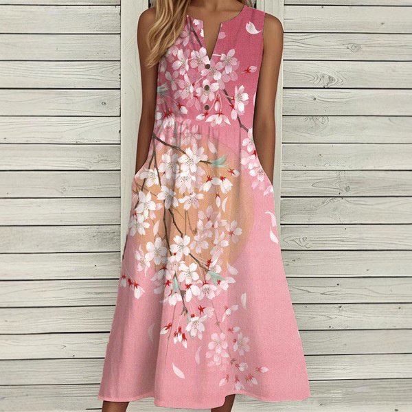 Women's Casual V-neck Sleeveless Dress