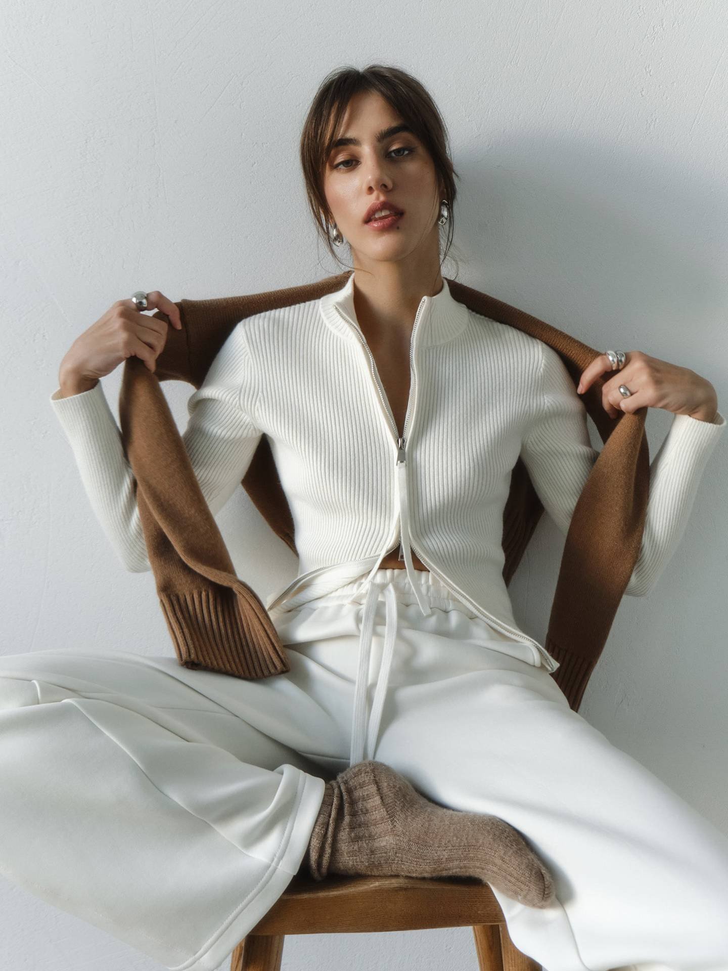 Zipper Slim Fit Top Stand Collar High Waist Trendy Long-sleeve Sweater Bottoming - Image 6