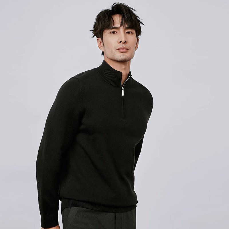 Men's Half Zipper Pullover Long Sleeve Sweater - Image 6