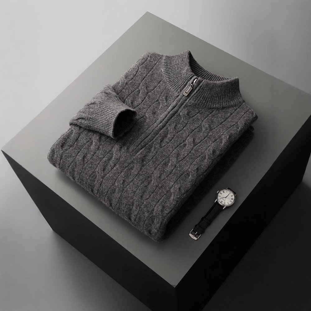 Jacquard Double-strand Thickened Long-sleeved Sweater - Image 5