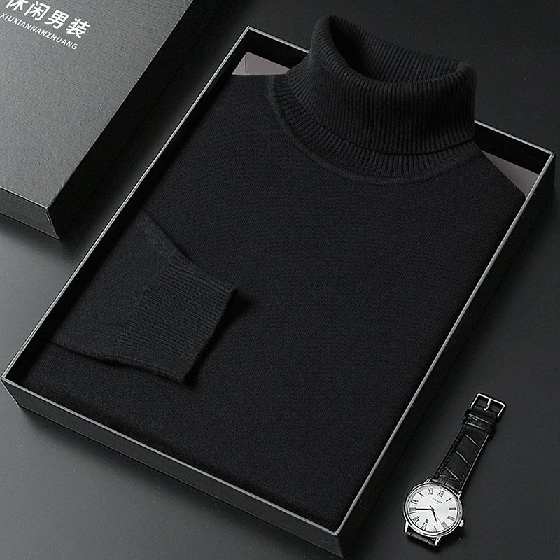 Men's Sweater Turtleneck Winter Solid Color Bottoming Sweater - Image 9
