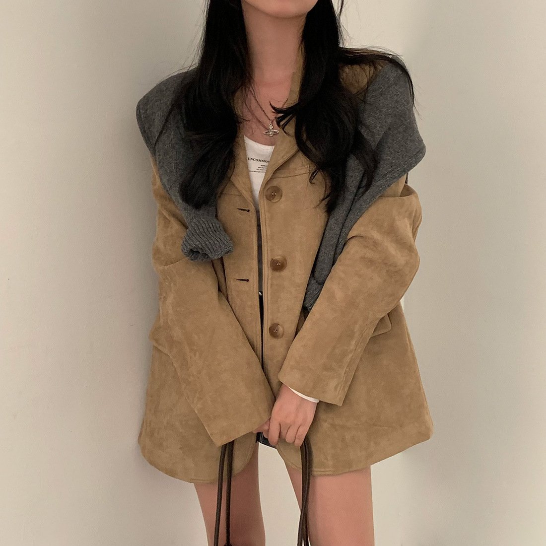 Single-breasted Loose Versatile Pocket Long Sleeve Suit Coat - Image 4