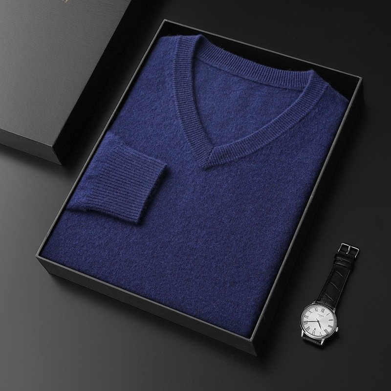 Cashmere Sweater Men's V-neck Loose - Image 6