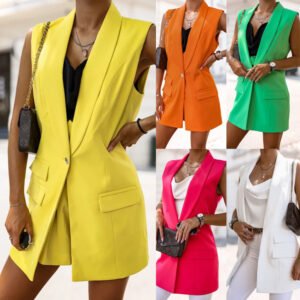 Spring And Autumn New Mid-length Ladies' Vest Suit Jacket