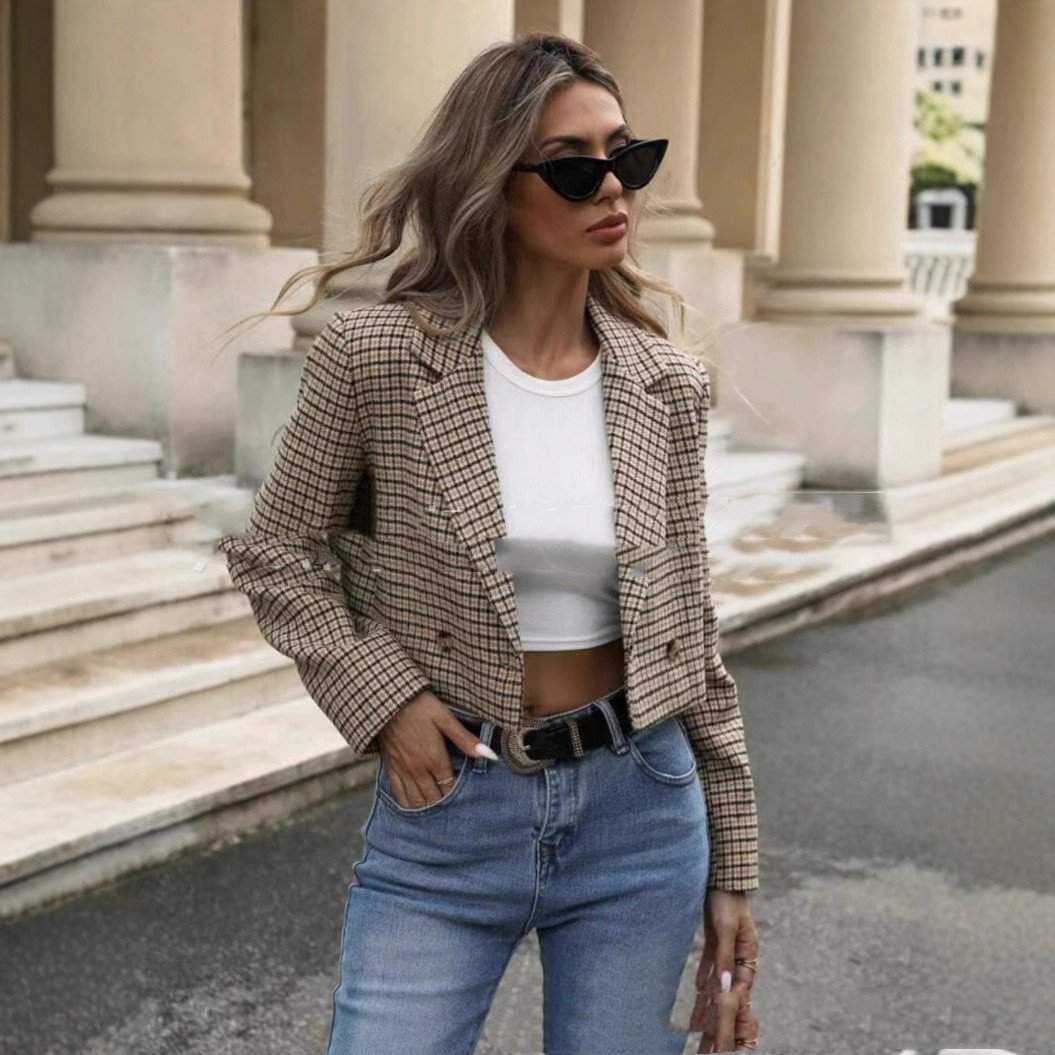 Women's Fashion Short Coat Plaid Cross-border - Image 3