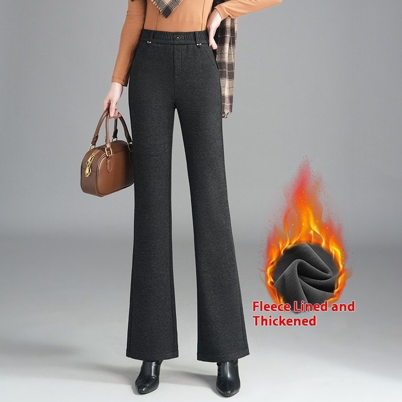 Women's Fashionable Stylish Casual Fleece-lined Slim Flare Pants - Image 3