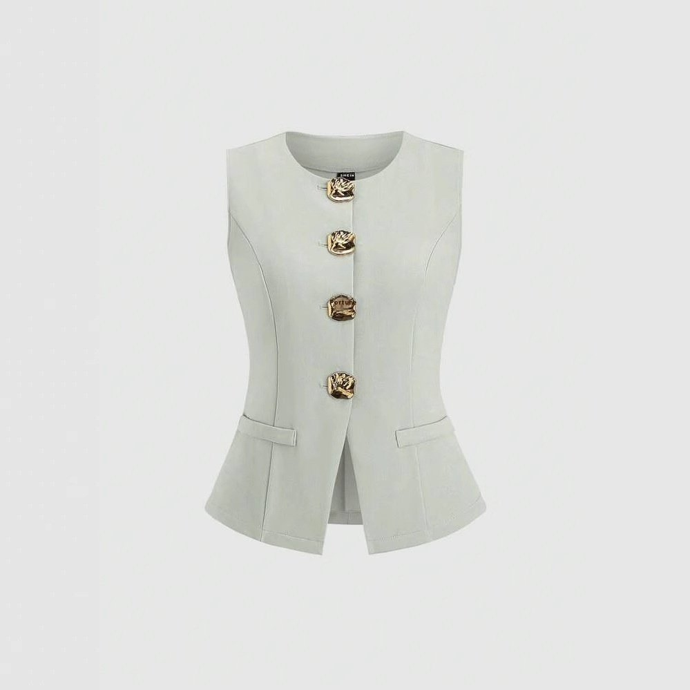 Sleeveless Round Neck Vest Fashion Women's Wear Elegant Waist-tight Solid Color - Image 4