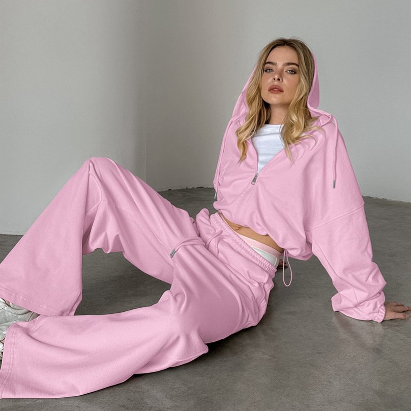 Long Sleeve Hoodie Coat Straight Sweatpants Two-piece Set - Image 4