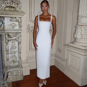 Summer New Women's French Pearl Suspender Backless Slim Fit Dress