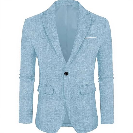 Linen Leisure Single Button Lightweight Business Pure Color Flat Collar Suit Jacket Men - Image 2