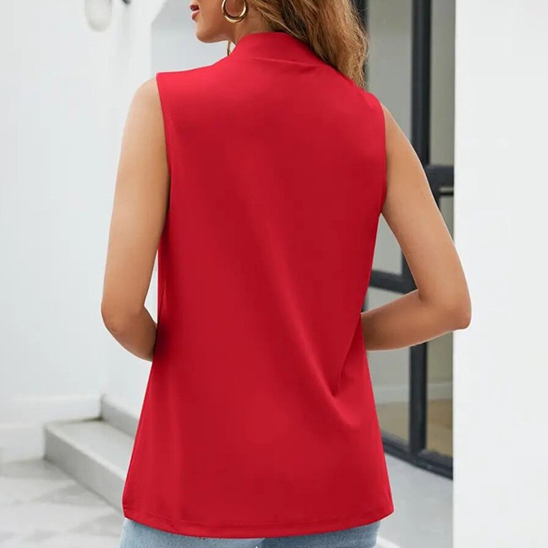 Women's Elegant Solid Sleeveless Vest Cardigan - Stand Collar Summer Outerwear - Image 10