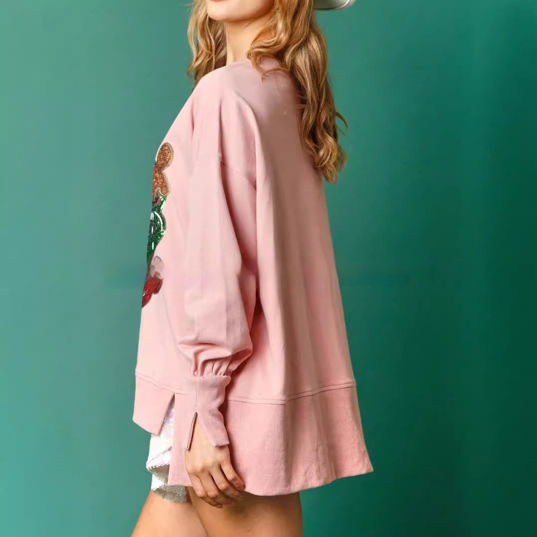 Women's Confectionery Cup Sequined Sweater Casual Loose Top - Image 3