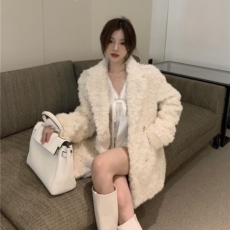 Lamb Wool Mid-length Coat For Women - Image 2