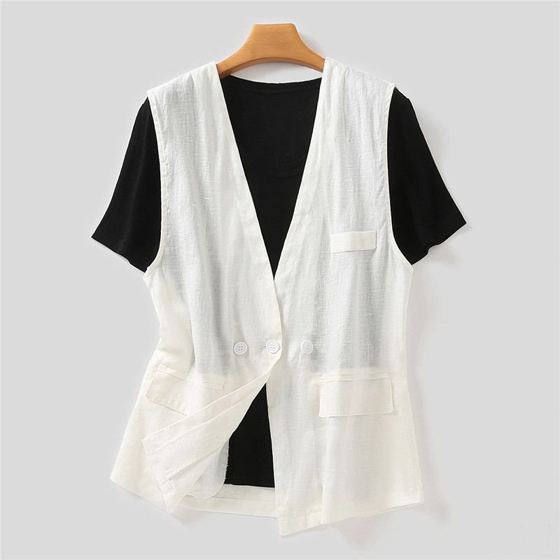 Japanese Style Vest Jacket Loose Casual Cotton Top - Image 3