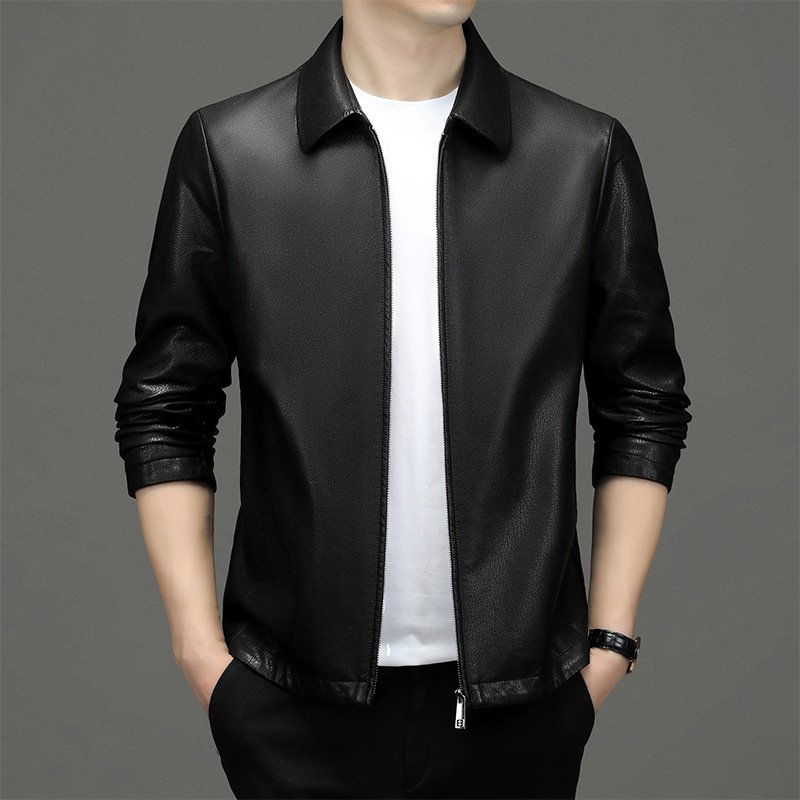 Lapel Ecological Real Leather Clothes Coat Leather Jacket Men - Image 3