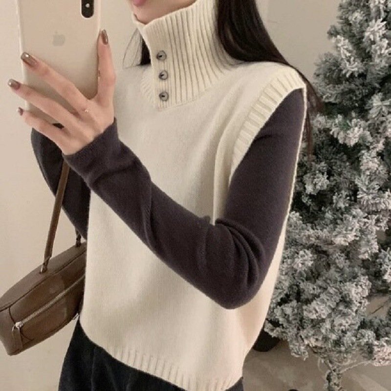 Versatile Artistic Mesh Sleeveless Knitted Vest - Image 8