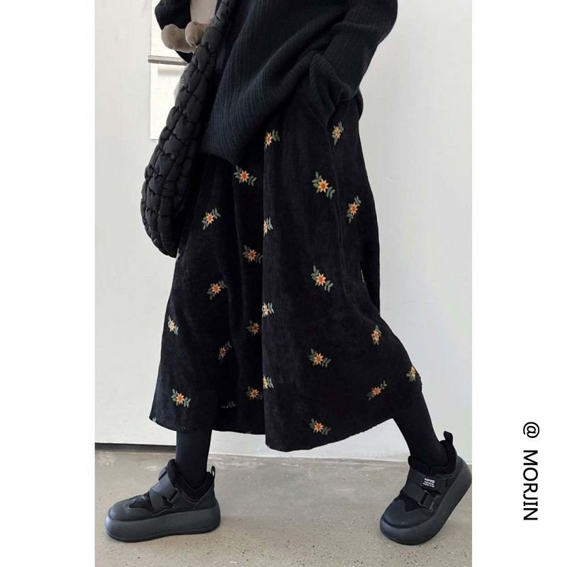 Vintage Brown Corduroy Skirt Skirt Overknee Dress - Image 8