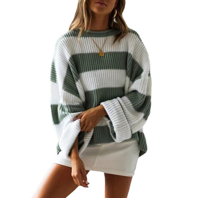 Women's Bell Sleeve Loose Sweater Striped - Image 5