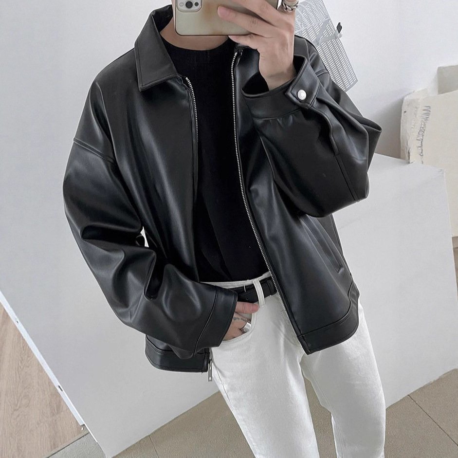 Men's Korean Leather Casual Baseball Jacket - Image 2